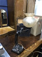 Lot 238 - BRONZE LAMP IN ART NOUVEAU STYLE