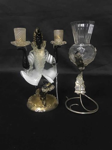 Lot 51 - MURANO STYLE GLASS CANDELABRUM AND OTHER GLASSWARE