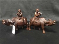 Lot 88 - PAIR OF CARVED CHINESE HARDWOOD FIGURES