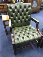 Lot 145 - PAIR OF REPRODUCTION MAHOGANY OPEN ELBOW CHAIRS