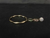 Lot 37 - GREEN GEM STONE AND DIAMOND RING AND OTHER JEWELLERY