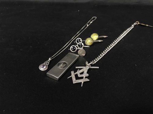Lot 7 - SILVER ITEMS INCLUDING A MASONIC FOB