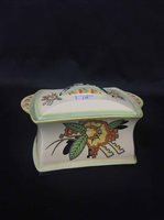 Lot 130 - CLARICE CLIFF STYLE BUTTER DISH