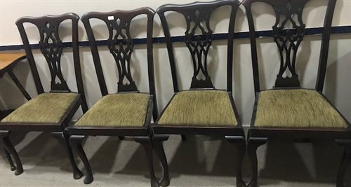 Lot 223 - SET OF FOUR GEORGE III STYLE MAHOGANY DINING CHAIRS
