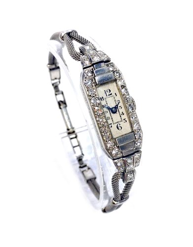 Lot 784 - A LADY'S PLATINUM AND DIAMOND COCKTAIL WATCH