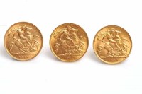 Lot 1530 - THREE GEORGE V HALF SOVEREIGNS two dated 1912...