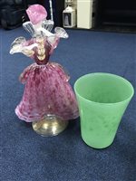 Lot 156 - A VENETIAN GLASS FIGURE AND OTHER GLASSWARE