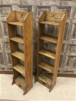 Lot 905 - A PAIR OF EARLY 20TH CENTURY BOOKSHELVES IN THE STYLE OF LIBERTY