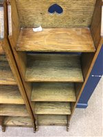 Lot 905 - A PAIR OF EARLY 20TH CENTURY BOOKSHELVES IN THE STYLE OF LIBERTY
