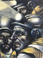 Lot 172 - AFTER PETER HOWSON OBE, THREE MINERS