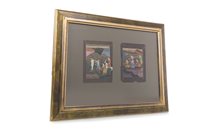 Lot 957 - A FRAMED PAIR OF INDIAN MUGHAL PAINTINGS