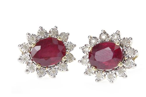 Lot 58 - A PAIR OF IMPRESSIVE RUBY AND DIAMOND EARRINGS
