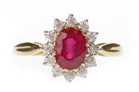 Lot 60 - A RUBY AND DIAMOND CLUSTER RING