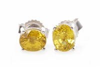 Lot 61 - A PAIR OF YELLOW SAPPHIRE EARRINGS
