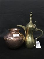 Lot 229 - ISLAMIC BRASS TEAPOT AND OTHER ITEMS