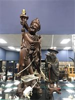 Lot 243 - A CARVED FIGURAL LAMP