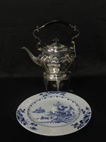Lot 340 - TWO BLUE AND WHITE PLATES AND A TEAPOT