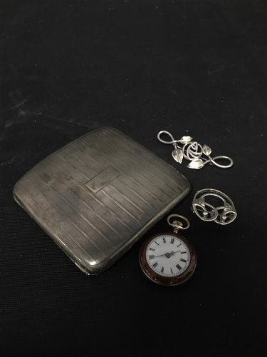 Lot 342 - A SILVER CIGARETTE CASE, AND OTHER ITEMS