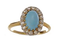 Lot 27 - A BLUE HARDSTONE AND DIAMOND CLUSTER RING