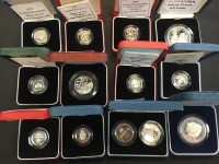 Lot 1591 - LOT OF SILVER PROOF COINS comprising seven £1...