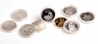 Lot 1597 - LOT OF NINE SILVER COMMEMORATIVE COINS...