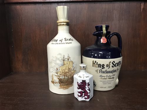 Lot 1 - KING OF SCOTS PROCLOMATION FLAGON & KING OF SCOTS CERAMIC DECANTER