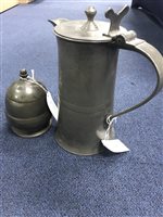 Lot 315 - A PEWTER JUG AND CADDY