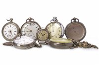 Lot 802 - SILVER POCKET WATCHES AND CHAINS