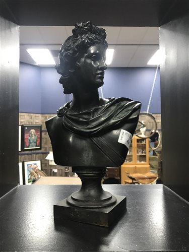 Lot 434 - A BRONZE CLASSICAL BUST OF DAVID