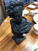 Lot 434 - A BRONZE CLASSICAL BUST OF DAVID