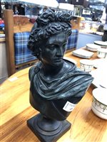 Lot 434 - A BRONZE CLASSICAL BUST OF DAVID