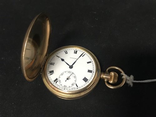 Lot 11 - A GOLD PLATED FULL HUNTER POCKET WATCH