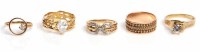 Lot 1632 - COLLECTION OF GOLD DRESS RINGS including white...