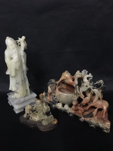 Lot 83 - THREE CHINESE SOAPSTONE CARVINGS