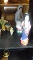 Lot 87 - A 20TH CENTURY CHINESE POLYCHROME CERAMIC BUDDHA WITH OTHER FIGURES
