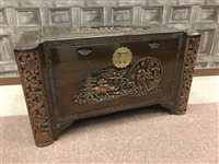 Lot 962 - A CHINESE CARVED WOOD CHEST