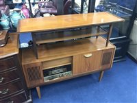 Lot 125 - A TEAK COFFEE TABLE AND STEREO UNIT
