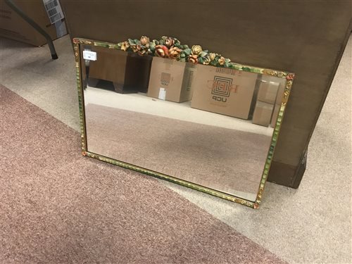 Lot 64 - AN ART DECO WALL MIRROR WITH TWO OTHER WALL MIRRORS
