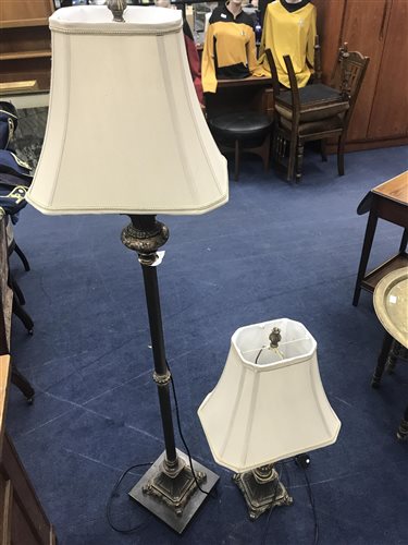 Lot 132 - A TABLE LAMP WITH SHADE AND ANOTHER LAMP