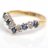 Lot 1644 - DIAMOND AND SAPPHIRE HALF ETERNITY RING of...