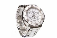 Lot 755 - LADY'S TAG HEUER DIAMOND SET BI COLOUR STAINLESS STEEL AND WHITE CERAMIC WRIST WATCH
