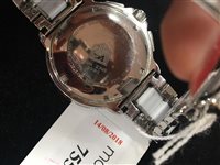 Lot 755 - LADY'S TAG HEUER DIAMOND SET BI COLOUR STAINLESS STEEL AND WHITE CERAMIC WRIST WATCH