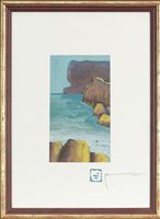Lot 649 - GOUACHE ON PAPER DEPICTING CLIFFS BY THE SEA