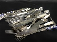 Lot 144 - FOUR SILVER FRUIT FORKS WITH SILVER PLATED CUTLERY