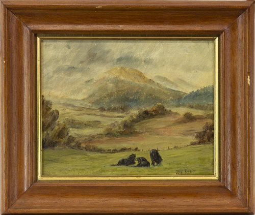 Lot 113 - LANDSCAPE WITH HORSES I, BY JEAN FEENEY