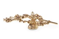 Lot 248 - A NINE CARAT GOLD DOUBLE ALBERT CHAIN WITH MASONIC FOB