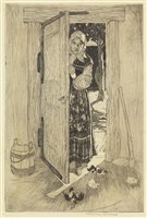 Lot 657 - THE FARMER'S DAUGHTER, AN ORIGINAL ETCHING BY WARWICK REYNOLDS
