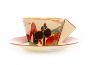 Lot 1227 - A CLARICE CLIFF FOR NEWPORT FANTASQUE BIZARRE COFFEE CUP AND SAUCER