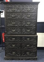 Lot 931 - A GEORGE III OAK CHEST ON CHEST
