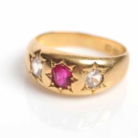 Lot 1662 - VICTORIAN RUBY RING star set with central oval...